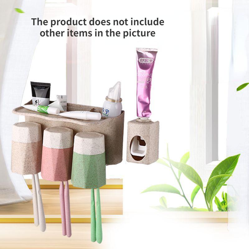 Автоматический выдавливатель зубной пасты из пшеничной соломы, стакан для мытья, набор для мытья зубных щеток, держатель для стакана для хранения зубных щеток