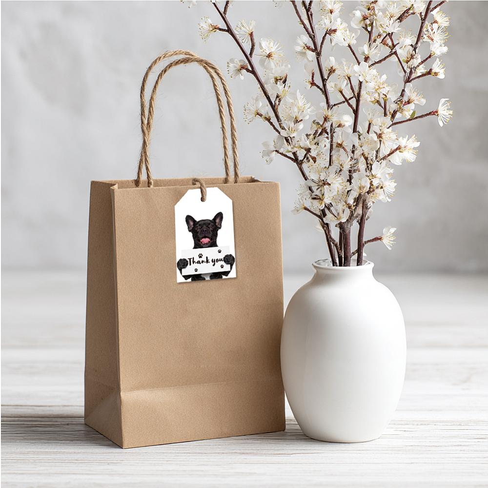 1set 80pcs 4 styles Printed Paper Thank You Gift Tags Rectangle Dog 7.7x5.1cm Hole: 5mm 20pcs/style