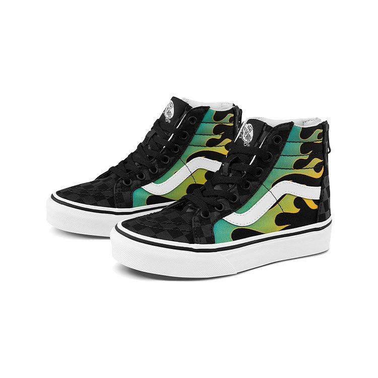Vans SK8 Молния Высокие Детские Скейтбордические Кроссовки Пламя Черный Дети Возраст 3 7 Лет VN0A4BUXESY