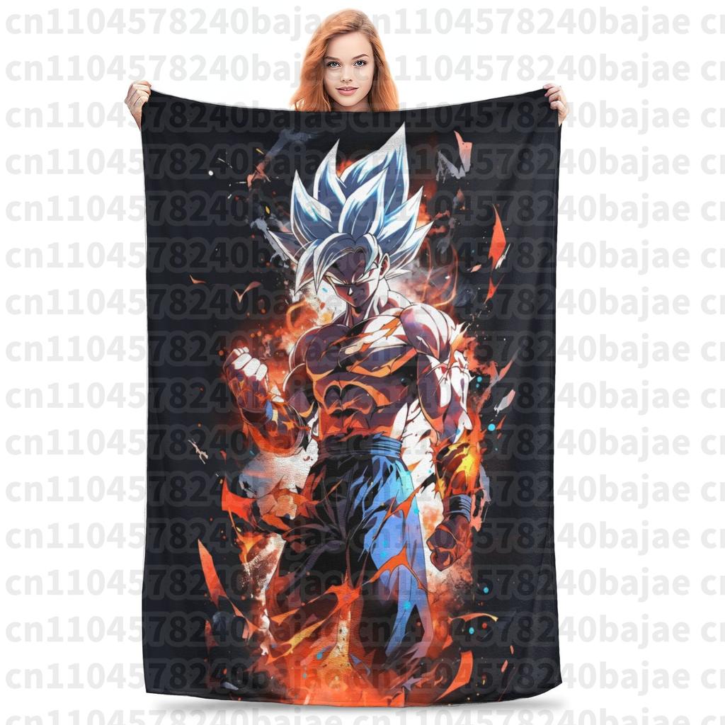 Плетеное одеяло Dragon Ball Z Фланелевое Аниме Сон Гоку Мягкие пледы для кровати Спальни Покрывало