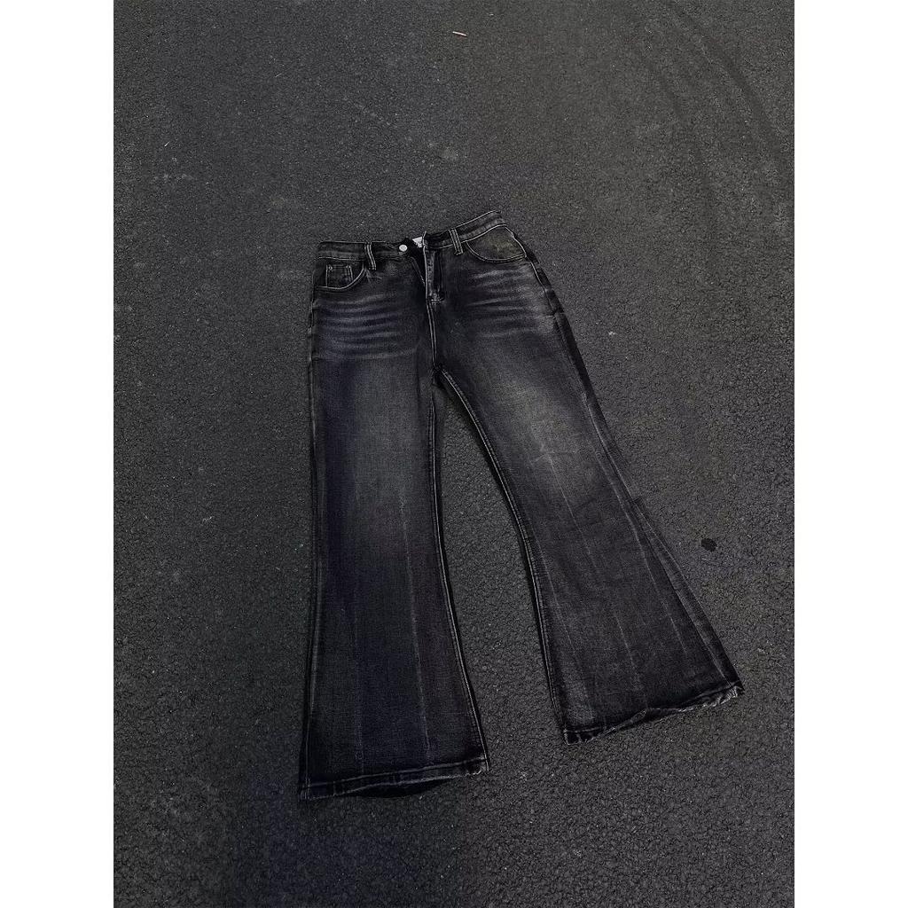 High Street Denim Pants For Men, Retro Distressed, Loose Straight Leg Pants, Wide Leg Sports Pants, Trendy
