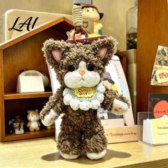 Fluffy Cat Key Ring Plush Pendant Cute Fuzzy Curly Kitten Charm Soft Animal Pendant for Backpacks Stuffed Keychain Backpack Gift Lovers Charm