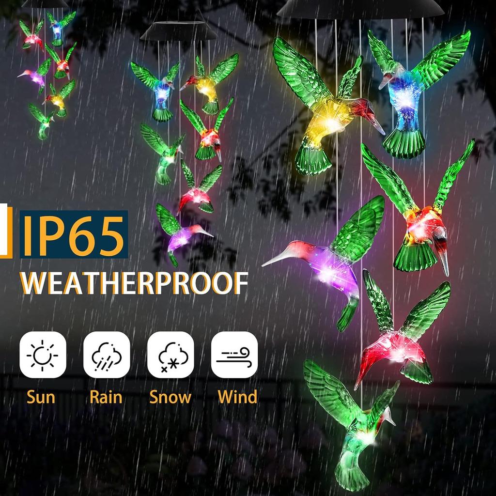 Уличные солнечные водонепроницаемые светодиодные колокольчики в форме колибри, подарки для дома, украшения садов, двориков и газонов