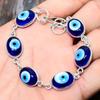 Синий сглаза драгоценный камень стерлингового серебра 925 пробы замечательный ювелирный браслет ручной работы