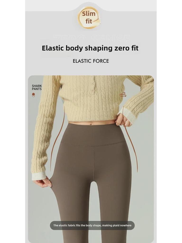 Slim Velvet High-Waist Women's Yoga Leggings - Warm, No Line, Autumn/Winter Wear