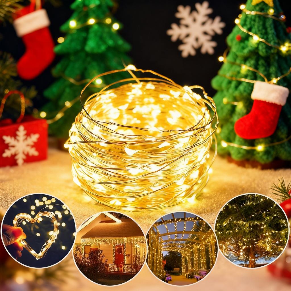 USB Светодиодная гирлянда с пультом управления, Водонепроницаемая гирлянда из медной проволоки, 8 режимов для Рождества, Свадьбы, Вечеринки, Домашнего декора