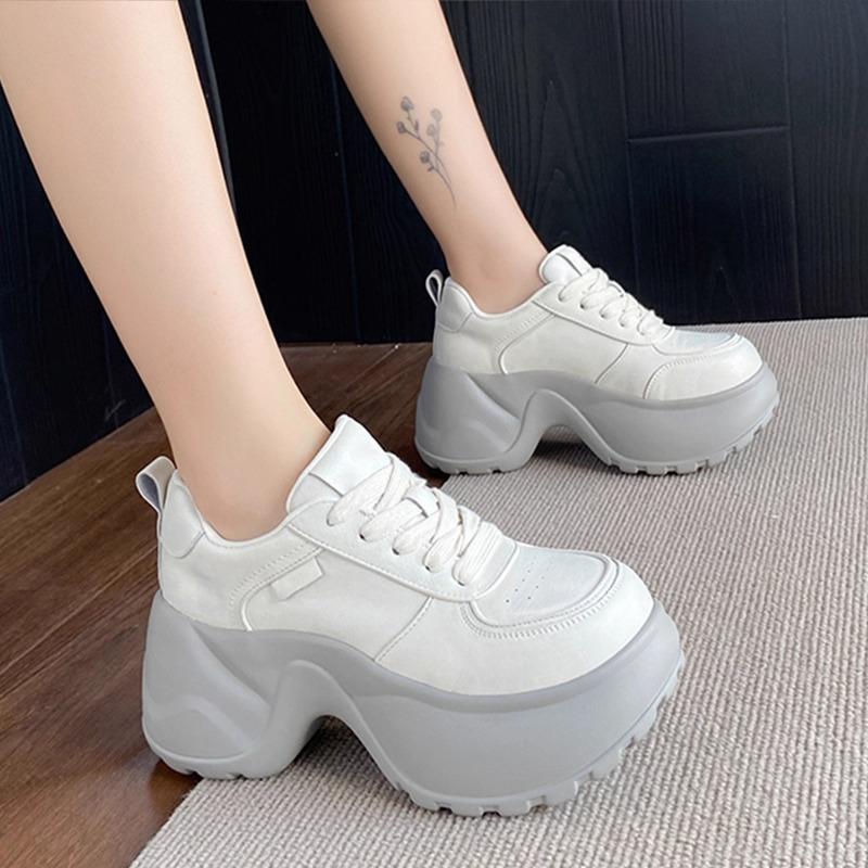 Small Man Increases Height, Platform Dad Shoes, Women's Spring and Autumn Versatile Little White Shoes with Skirts, Fashionable Super Hot Casual