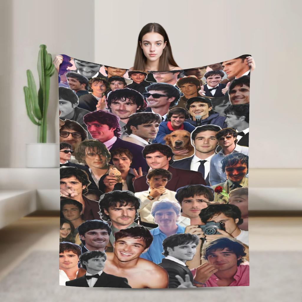 Jacob Elordi Actor Photo Collage Soft Warm Blankets Office Plush Throw Blanket Home Decor Flannel Bedspread Sofa Bed Cover
