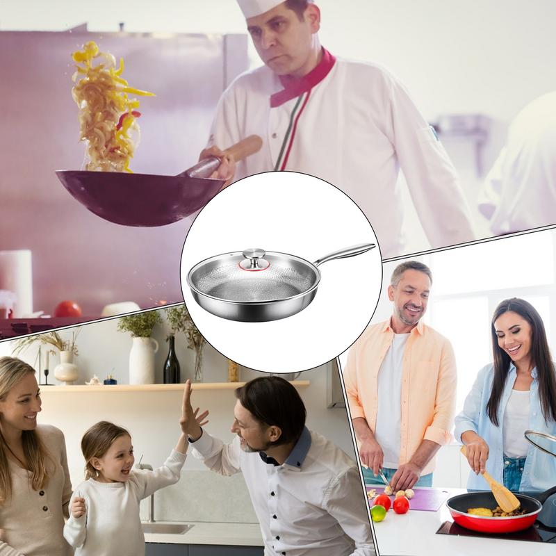 Frying Pan Pancake Pan with Lid Multi Functional Nonstick Cookware Titanium Hammered Skillet For Induction Cooktop Camping