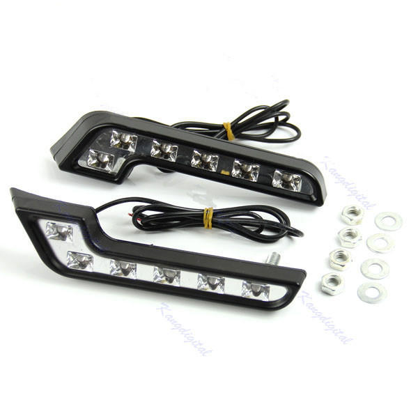 2X 6LED универсальные автомобильные фары дальнего света противотуманные 12 В DRL дневные ходовые огни белые