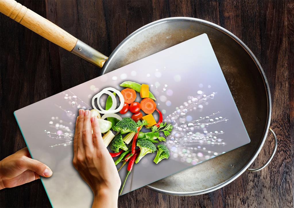 GLASS PROTECTIVE PLATE FOR INDUCTION 30x52 FLOWERS