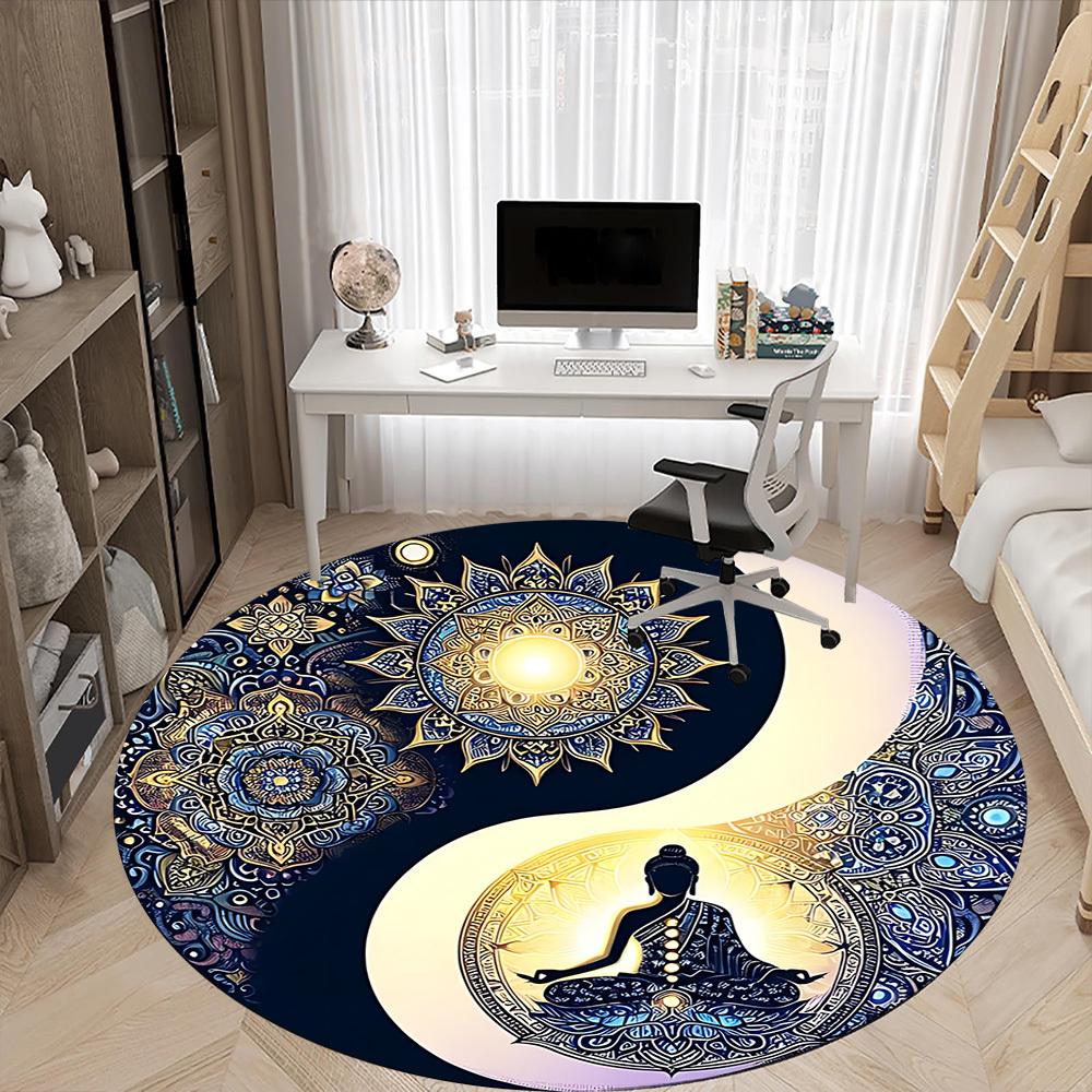 1pc Yin Yang Meditation Chair Carpet for Office Non-Slip, Machine Washable Rug for Office, Room - Holiday Decor, Machine Made yy251016074