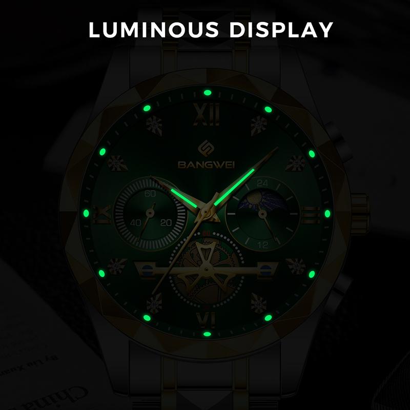 LIGE Top Luxury Watches Men BANGWEI Fashion Business Quartz Wristwatches Waterproof Luminous Steel Mens Watch Gifts Reloj