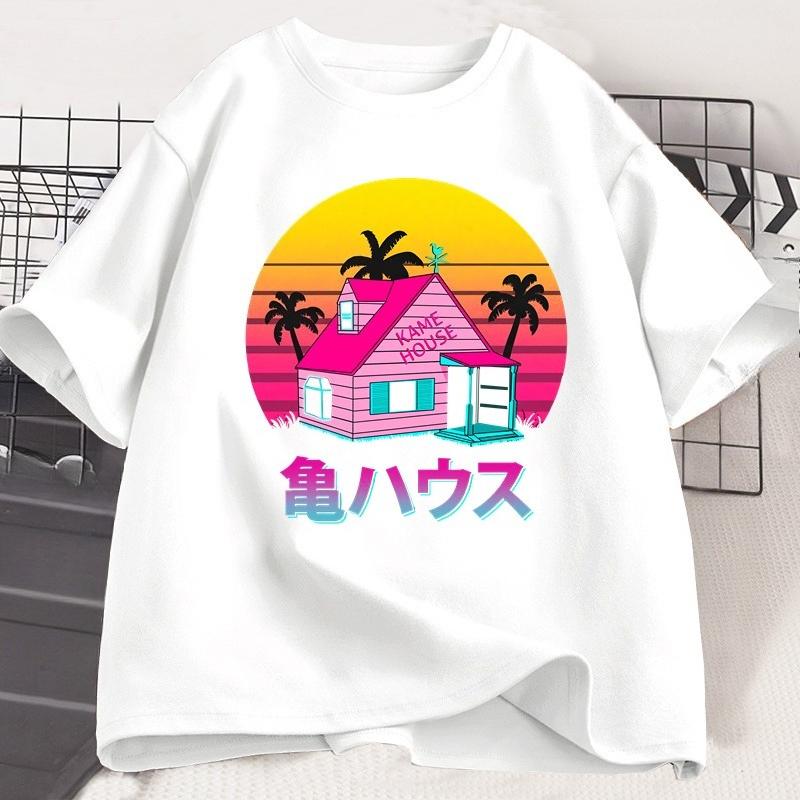 Kame House T Shirt Unisex WOMEN Cotton Master Roshi T-Shirt Japanese Style Casual Short Sleeve Tshirt Tee Shirt Unisex's Clothing Tops