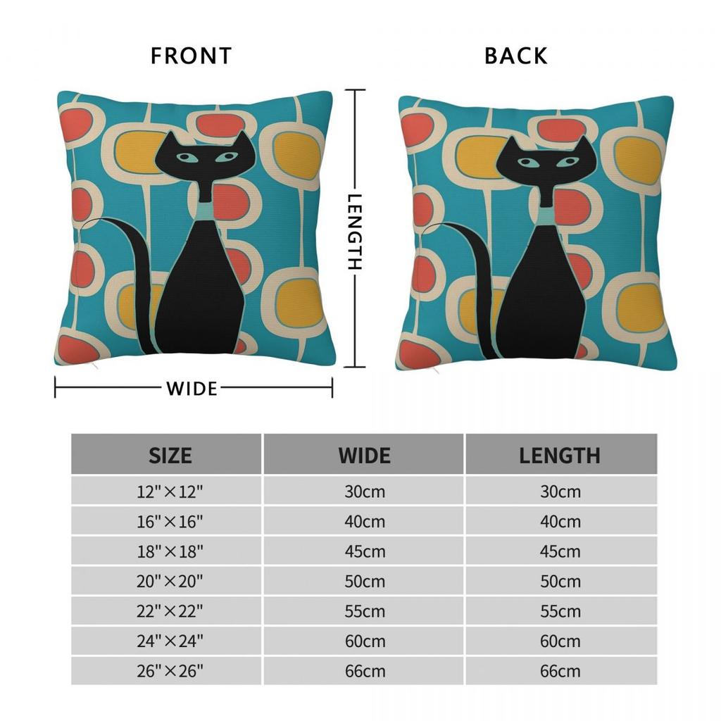 Atomic Circular Cat Square Pillowcase Polyester Linen Velvet Printed Zip Decor Room Cushion Cover