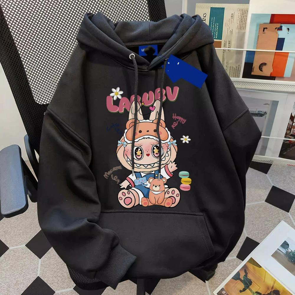 Fashion Men Women's Hoodies Cartoon Labubu Monster Print Pullover Top Casual Sweatshirt Kids Hoodies Clothing