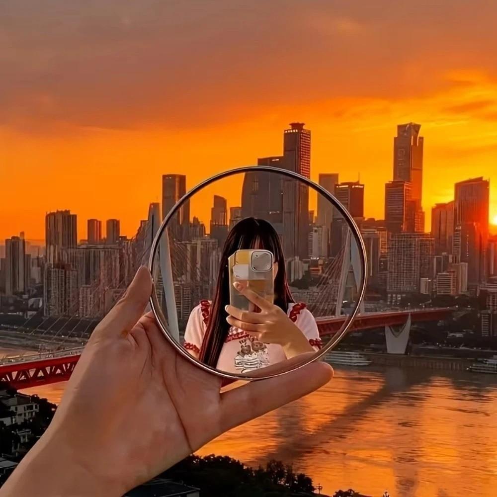 Round Convex Mirror Wide-angle Lens Zoom-In Mirrors Unique Travel Reflective Mirror Vlogging