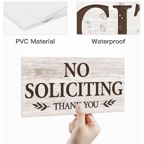 Putuo Decor No Soliciting Sign For House PVC No Soliciting Sign For Front Door Hanging Self Adhesive Notice Plaque Door Signal with Rope for House