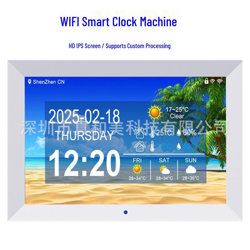 10-дюймовые умные WiFi часы: Вечный календарь, Прогноз погоды, Цифровая фоторамка HD, Напоминание о приеме лекарств для пожилых людей.