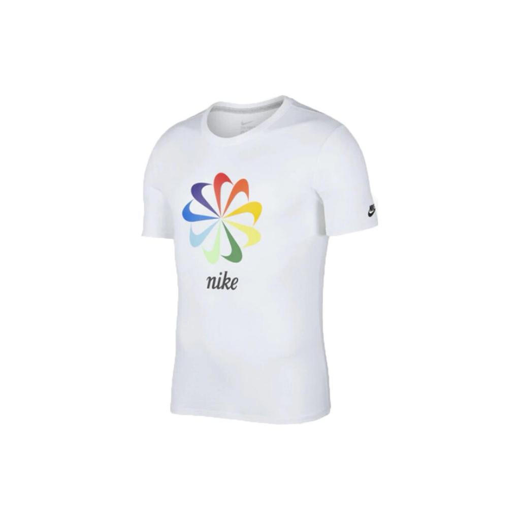 Nike T Shirts Men's White Crew Neck Moderate Straight Fit AQ5197-100