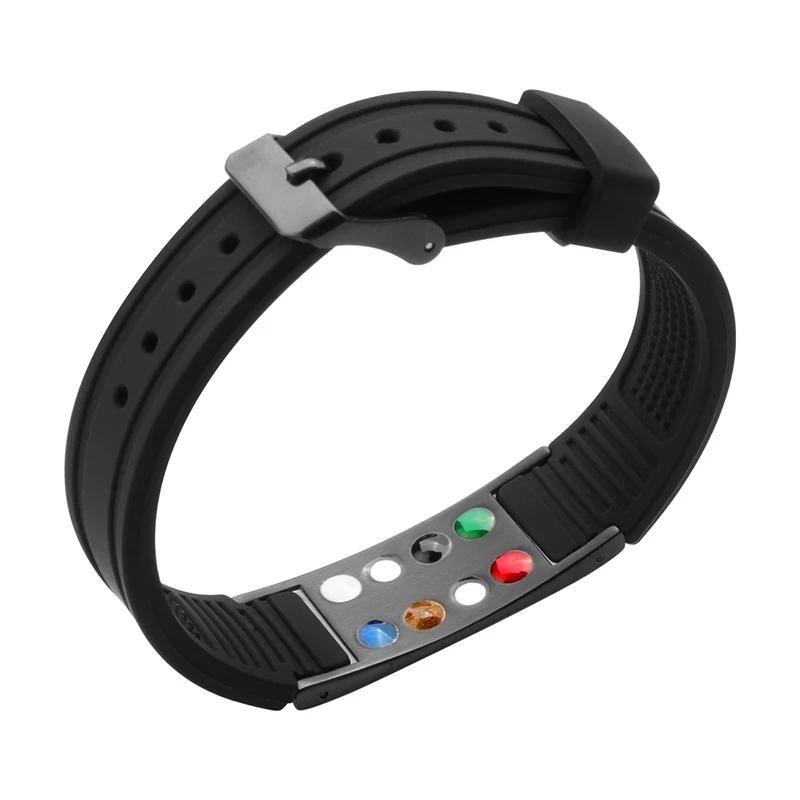7 In 1 Titanium Silicone Magnetic Energy Armband Power Bio Bracelet Health Pain Relief Magnet Therapy Bracelet Bangle 3000 Gauss