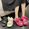 Fashion 2024 Summer Hot Sales Korean Fashion Bows Tie Flat Slippers for Wemen Soft Bottom Casual Beach Sandalias De Mujer Non-slip Home