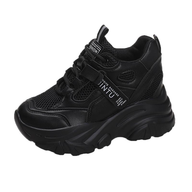 Модные летние дышащие сетчатые кроссовки 9,5 см скрытые каблуки весенняя высокая платформа белые спортивные папины кроссовки танкетки повседневные массивные кроссовки