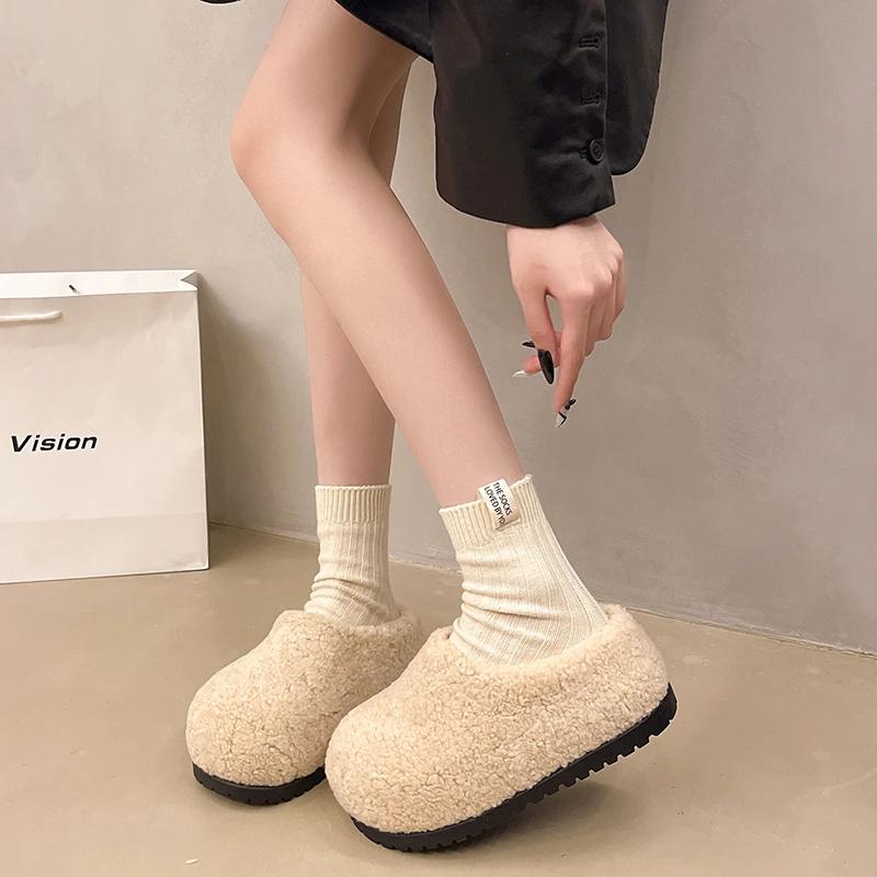 Ретро хлопковые тапочки на толстой подошве для женской осенне-зимней модной верхней одежды, хлопковые тапочки Баотоу, замшевые теплые хлопковые тапочки