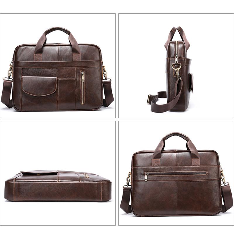 Мужской портфель из натуральной кожи, деловой портфель для ноутбука, литературный ретро-портфель для мужчин, вместительная водонепроницаемая и прочная легкая сумка через плечо