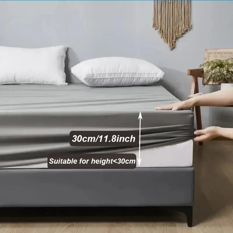 1 шт. однотонная простыня на резинке, водонепроницаемый наматрасник, простыня с глубоким карманом, мягкое, удобное и прочное постельное белье, полная обертка 360°