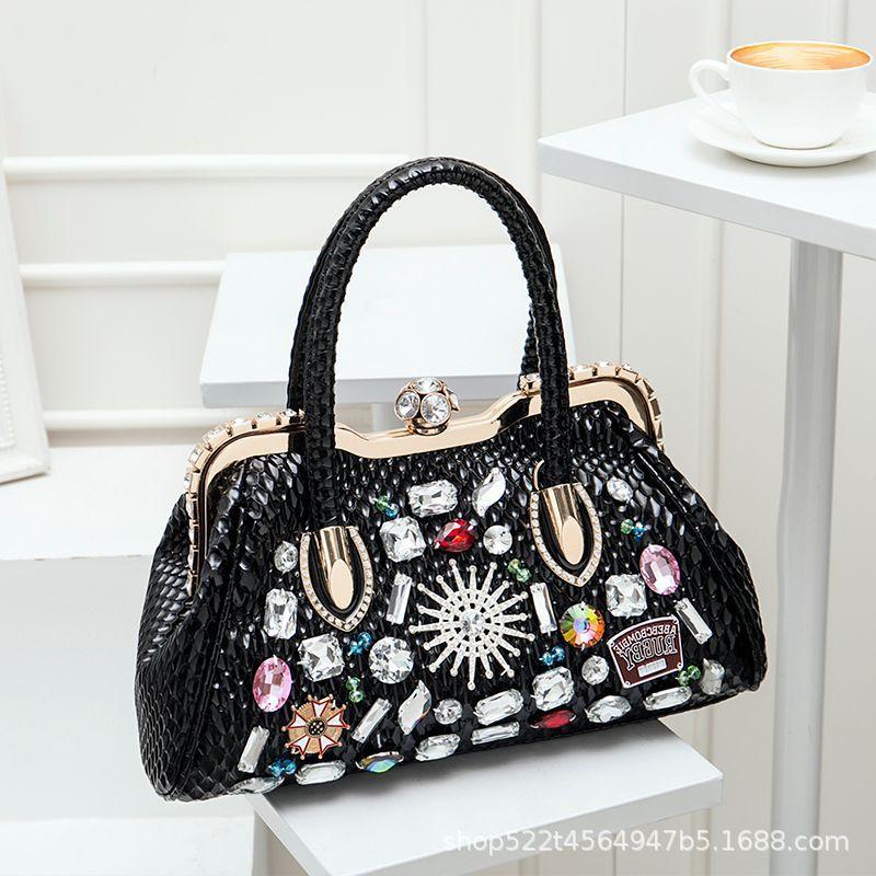 Fashion Rhinestone Clutch Bag Crossbody Shoulder Handbag Lock Womens Trendy