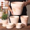 Скандинавский Минималистичный Красный и Белый Терракотовый Горшок для Орхидей - Дышащая Керамика, Большой Диаметр, Крупнозернистый Цветной Глиняный Горшок.