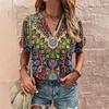 Vintage T Shirt for Women V-Neck Short Sleeve Summer Loose Casual Women's Clothing Pullover Ladies T-Shirt Streetwear Harajuku