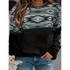 Женская толстовка в стиле бохо с цветным графическим принтом, повседневная толстовка с длинным рукавом и круглым вырезом, женская одежда