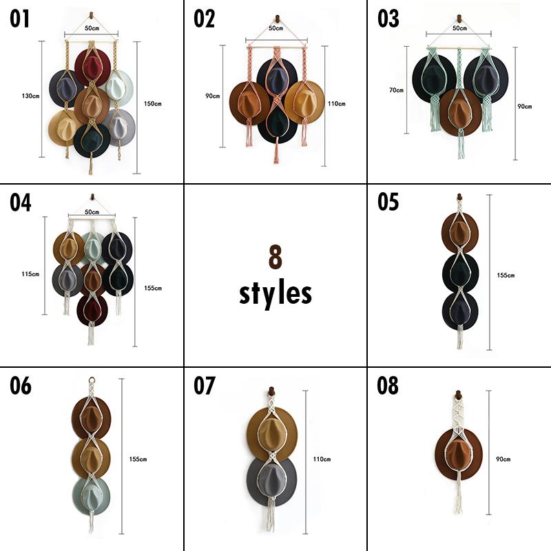 Скандинавский стиль Плетеный вручную Стойка для хранения шляп Многослойный Настенный органайзер для шляп и шарфов для спальни Держатель для демонстрации Богемный гобелен с кисточками