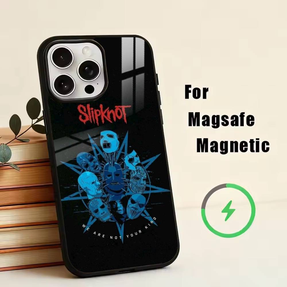 Чехол для телефона S-Slipknot Bone C-Church для iPhone 17, 16, 15, 14, 13, 12, 11 Plus, Pro, Магнитный для Magsafe, Беспроводная зарядка