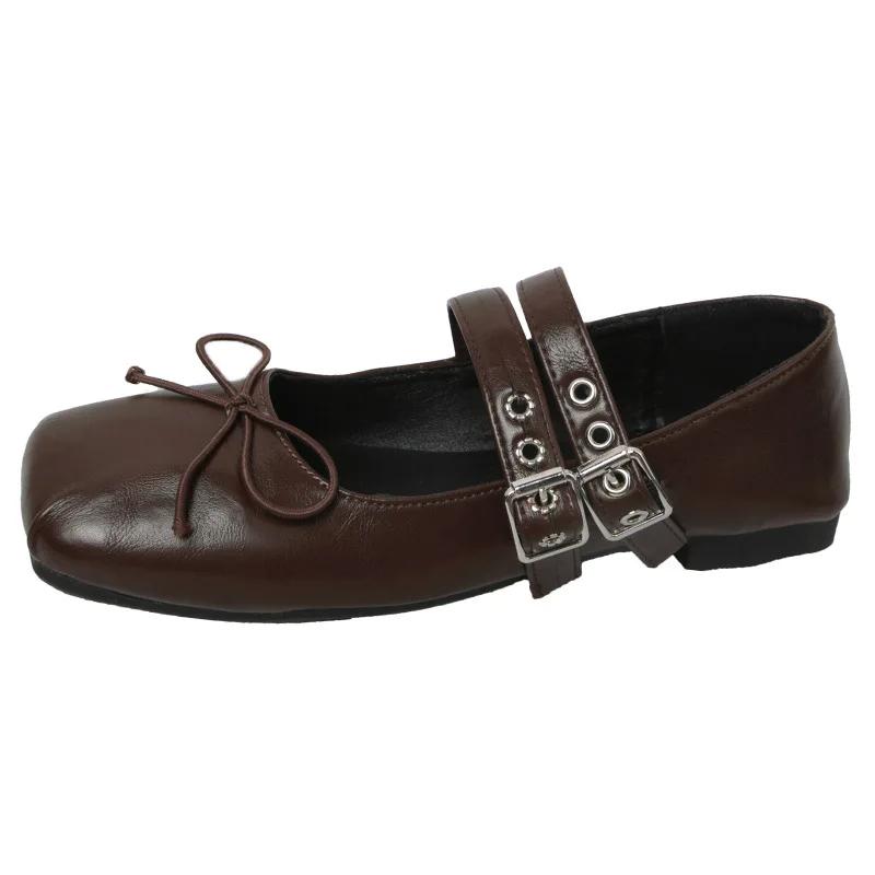 Fashion Spring Mary Jane Shoes Fashion Women's Comfortable Soft Bottom Square Head Flat Shoes Women's Comfortable Ballet Shoes