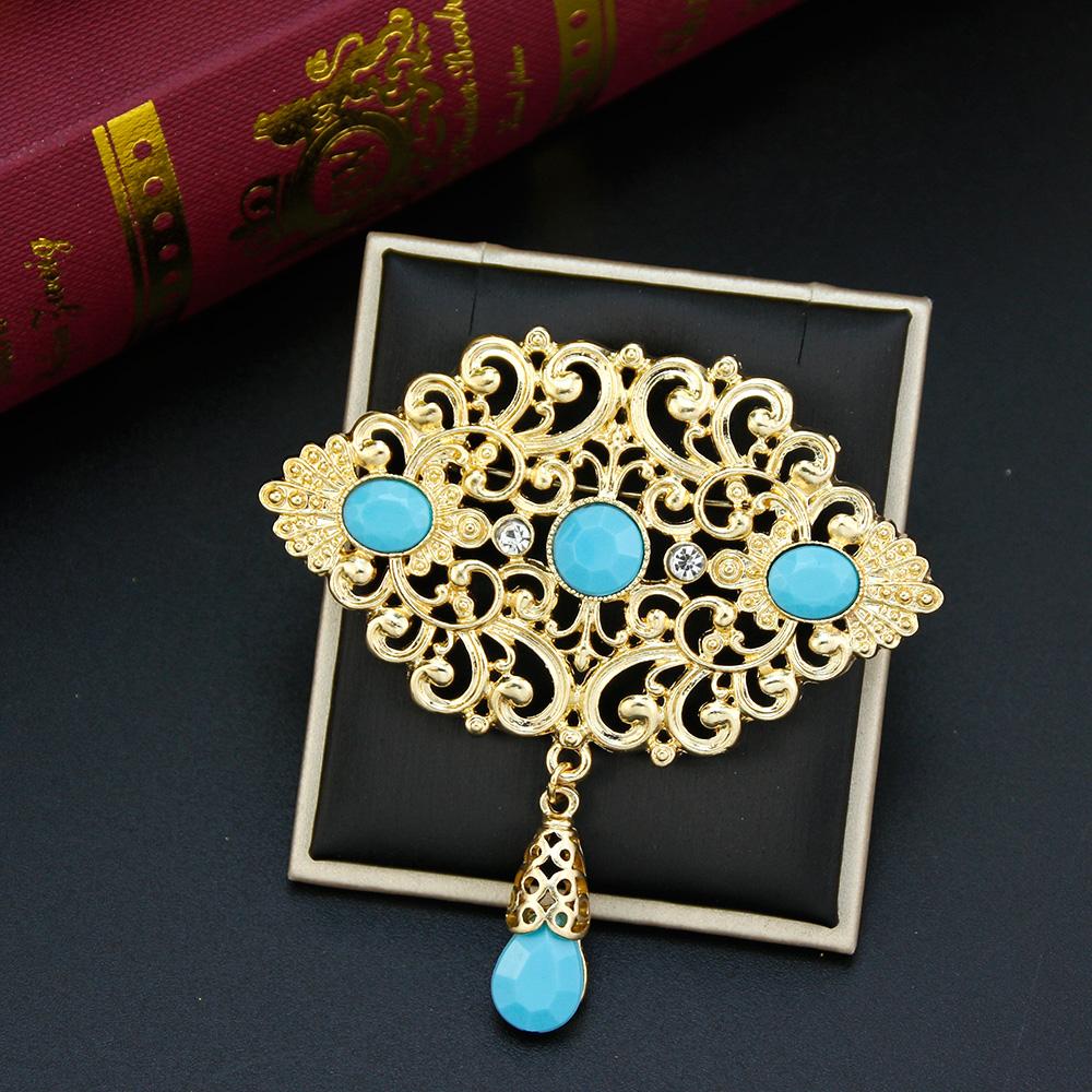 Fashion Women's Brooch Floral Coffee Brooch Gold Bridal Jewelry