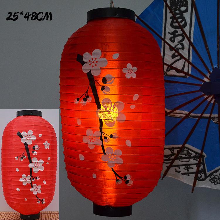 Japanese Silk Plum Blossom Lantern, Winter Melon Waterproof Sushi Restaurant Decor