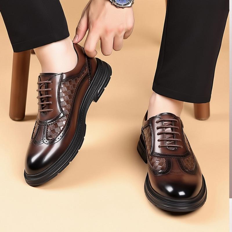 FashionNew Платформа Кожа коровы мужские броги обувь весна осень Carve Designs Деловые мужские туфли Модные свадебные туфли для мужчин