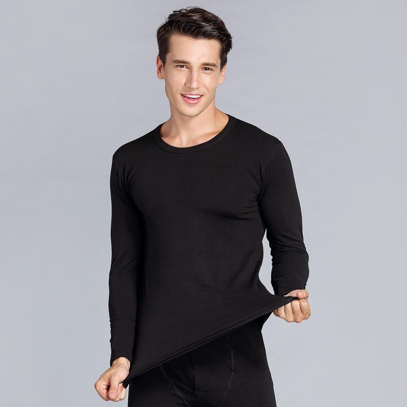 Унисекс Осенне-зимний Теплый Комплект Термобелья - Эластичный Базовый Слой Однотонного Дизайна с Круглым Вырезом для Пар