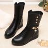 Женские сапоги из искусственной кожи на платформе 2024 года, зимние новые женские вечерние сапоги с зимними ботинками, модные женские сапоги в готическом стиле с круглым носком