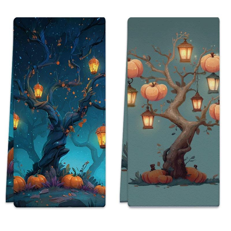 Digital printing Thanksgiving kitchen towel dish towel dining table rag decorative tea towel autumn pumpkin