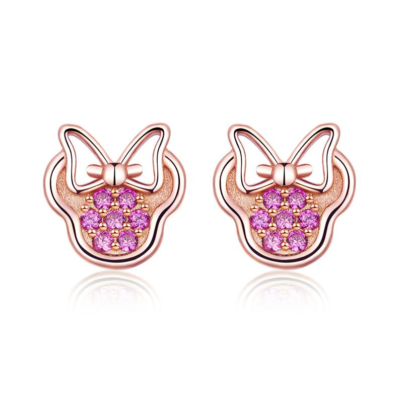 BAMOER Presents 925 Sterling Silver Red Shape Sparkling Fashion Earrings