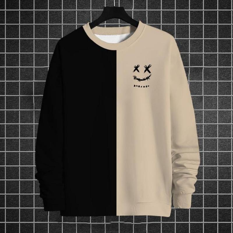 Модная мужская толстовка с длинным рукавом с забавным графическим принтом Футболки с принтом Осенние свободные толстовки с круглым вырезом Мужская одежда больших размеров Топы
