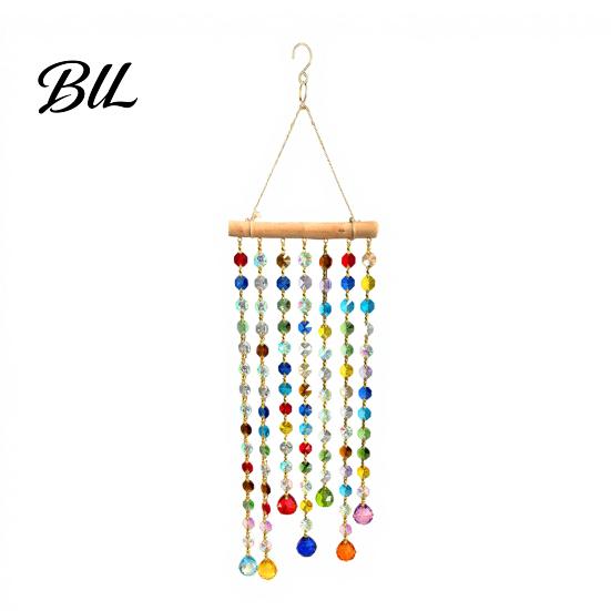 Indoor Window Hanging Ornament Crystal Suncatchers, Crystals Suncatcher, Colorful Glass Beads Chain Outdoor Garden Wind Chimes for Porch Home