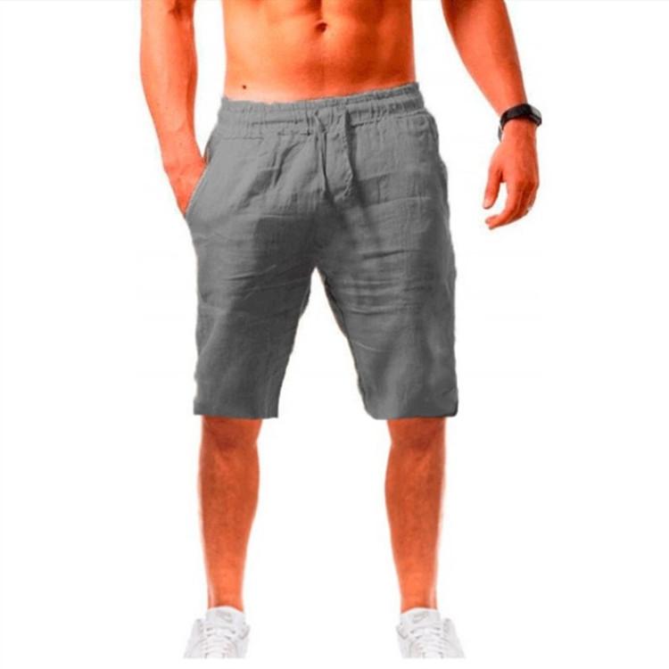 Summer Loose Cotton and Linen Breathable Five Quarter Pants for Sports and Leisure Elastic Drawstring Men's Shorts