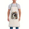 1pc, Floral Moon Pattern Apron, Durable, Comfortable, and Practical Chef Baking Apron, Suitable for Home Cleaning, Chores, and Workshop Wear, Ideal Fo