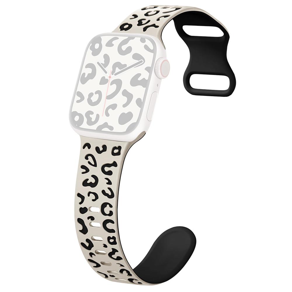 For Apple Watch Series 10 42mm/9 8 7 41mm/SE (2023) SE (2022) SE 6 5 4 40mm/3 2 1 38mm Leopard Silicone Strap