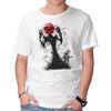 Унисекс Футболка с круглым вырезом Графика Чернильный Демон Короткий рукав Повседневная футболка